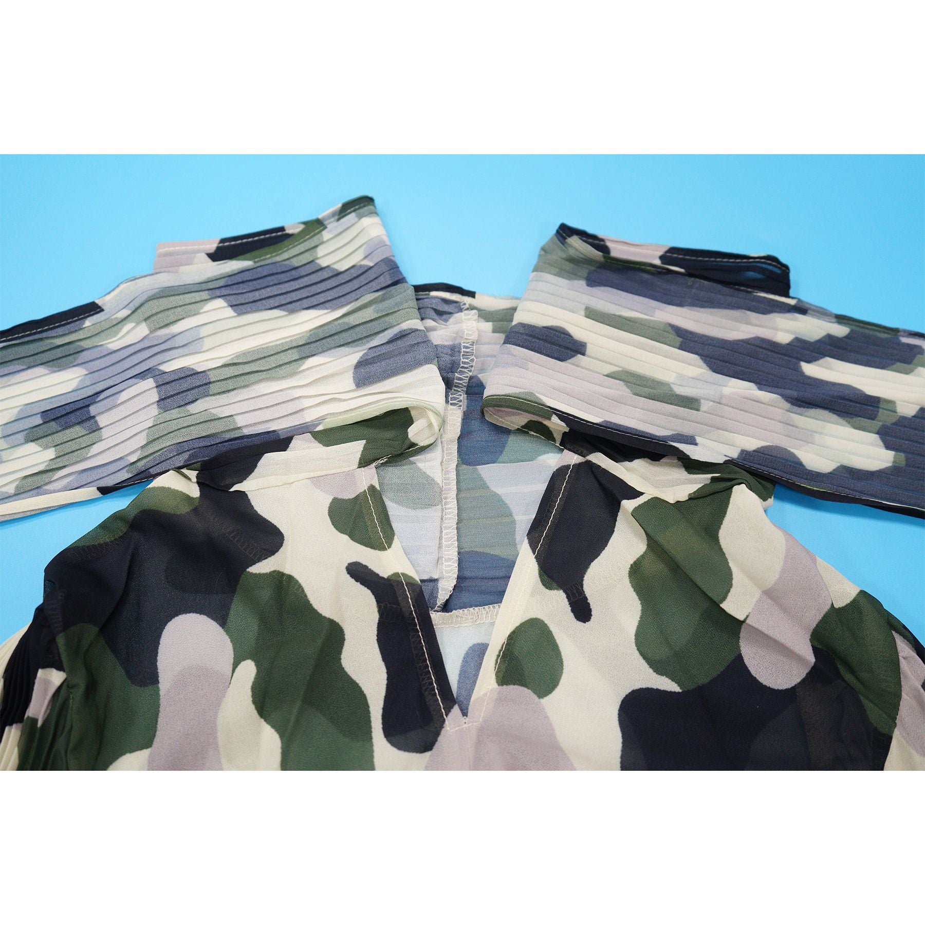 Women's African Plus Size Camouflage Loose Pleated Dress 14