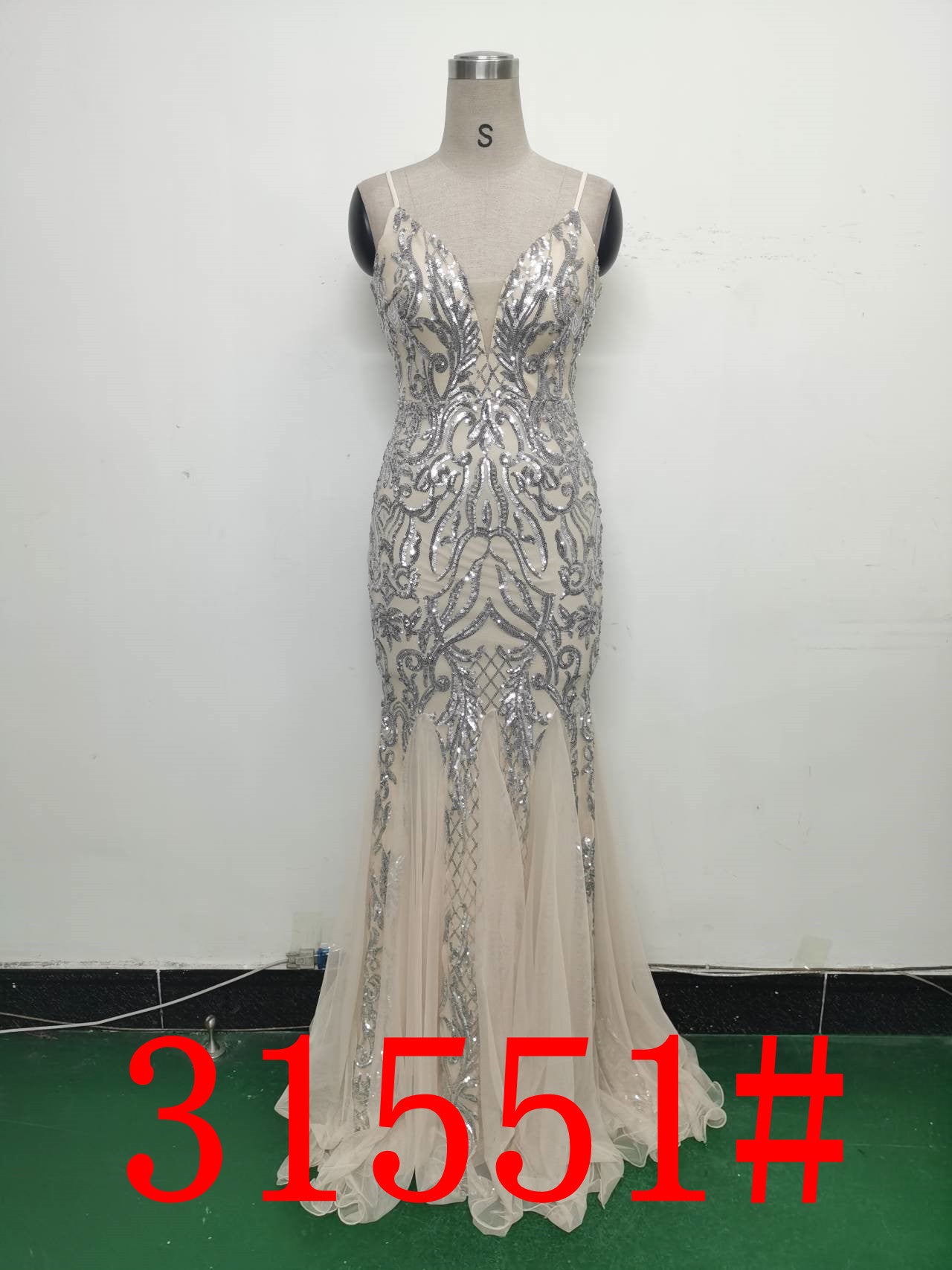 Floral Sequin Mesh Evening Dress 37