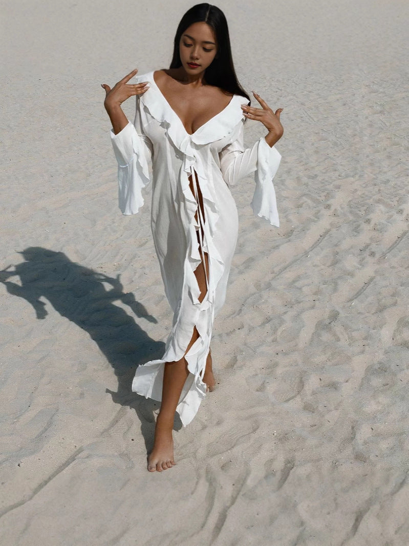 Spring Summer Long Sleeve Cardigan Beach Bikini Sun Protection Cover-up 7