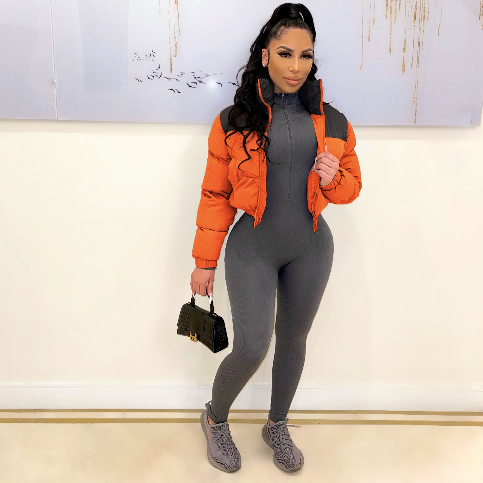 Autumn Winter Women's Coat Trendy Cotton-padded Short Jacket 3