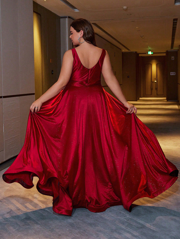 Spring Summer Fashion Elegant Plus Size Strap Slim Formal Party Long Dress 9