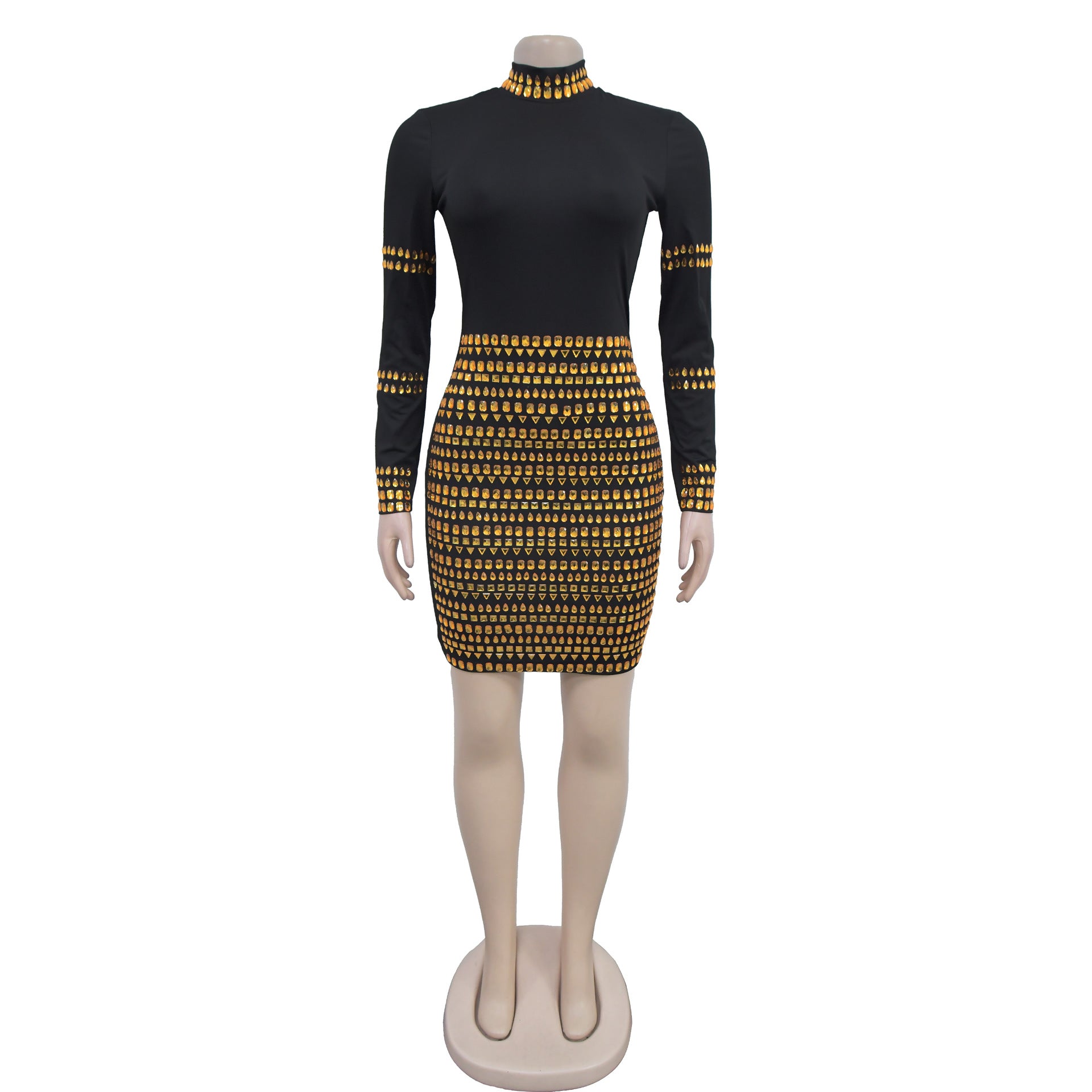 Fashionable Women's Beaded Casual Slim Party Dress 11