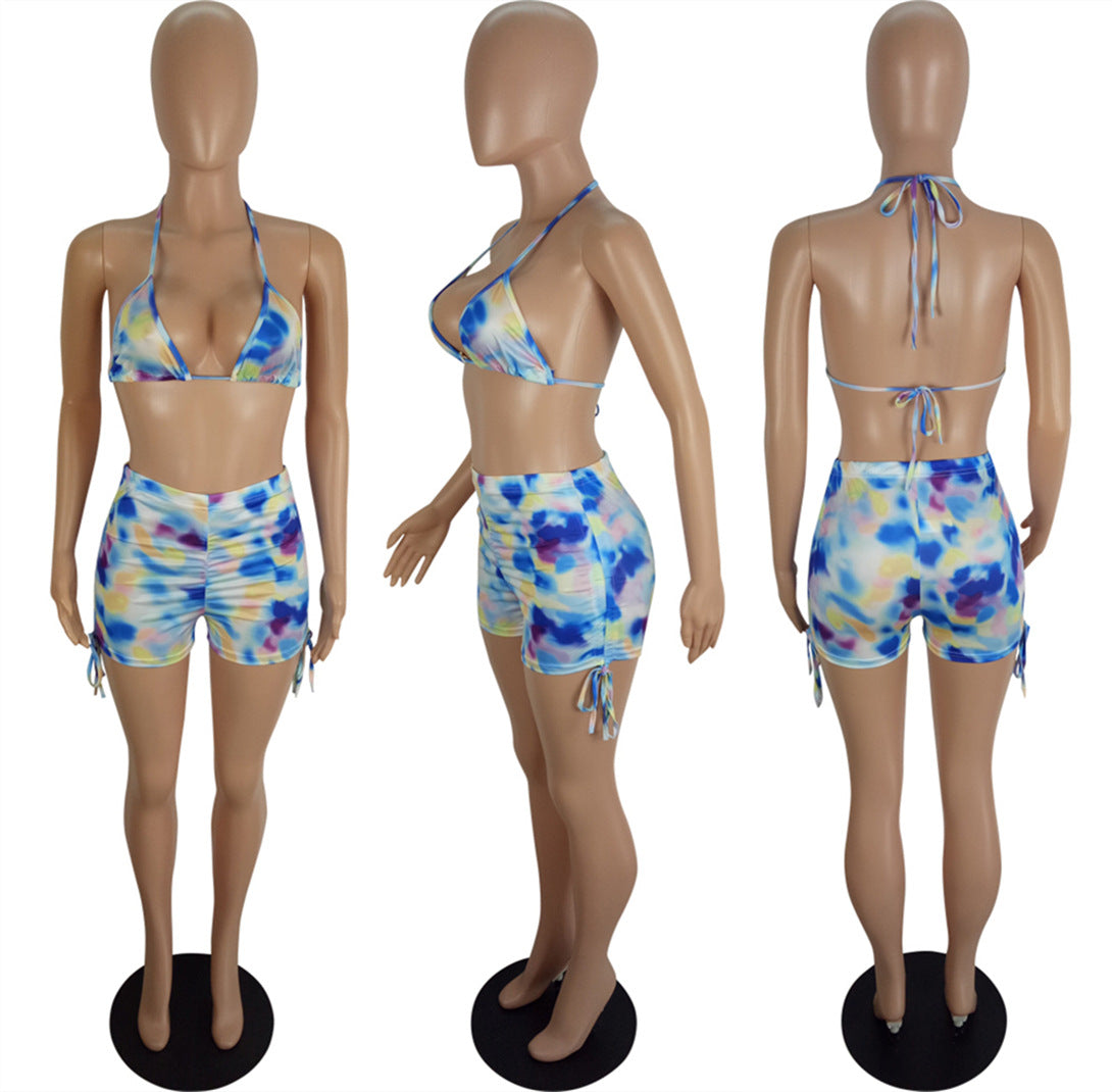 Spring And Summer Women's Sexy Multi-Color Printed Two-Piece Shorts Set 27