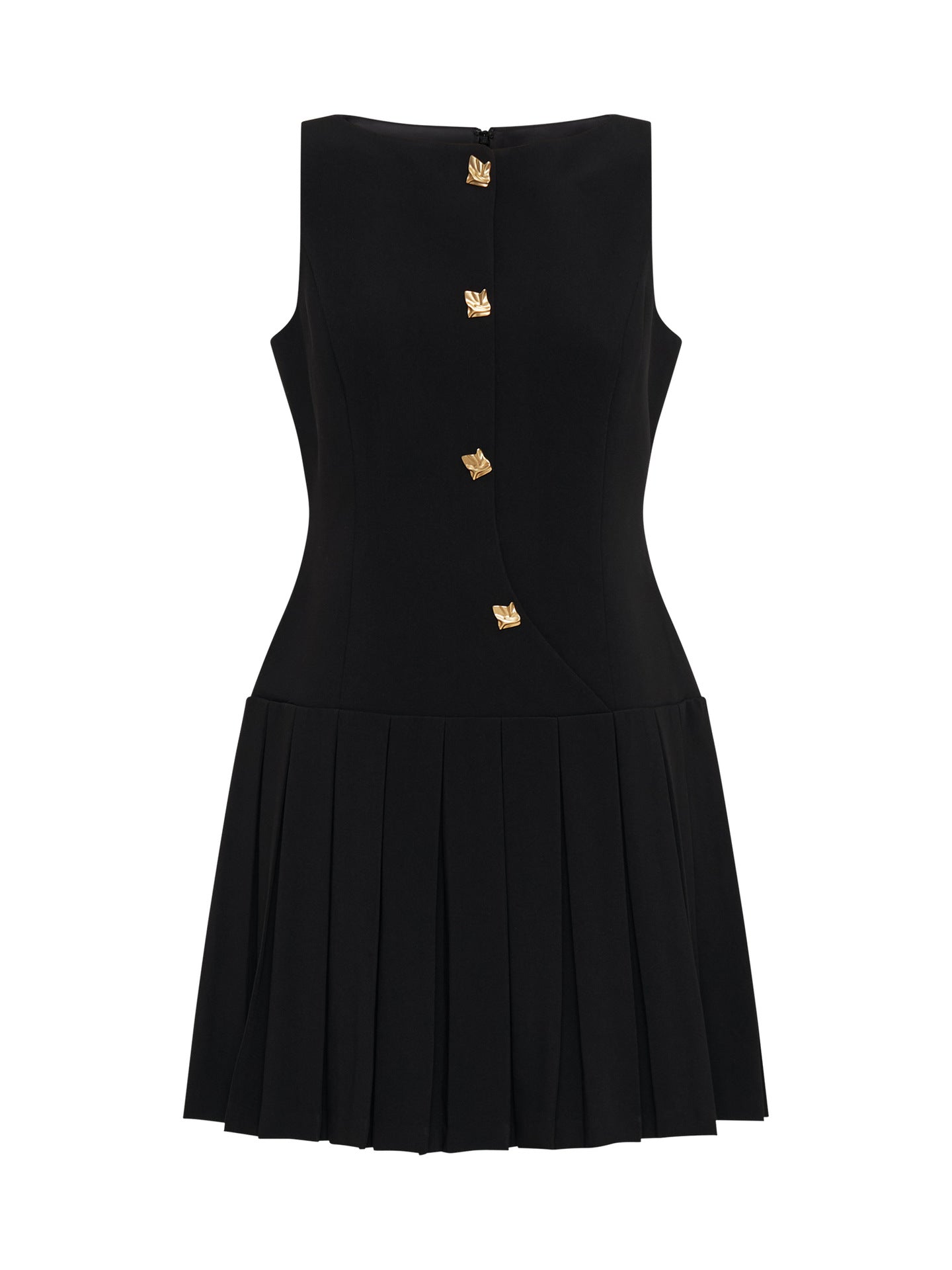 Spring Summer women's  solid color sleeveless Slim Waist pleated short dress 7