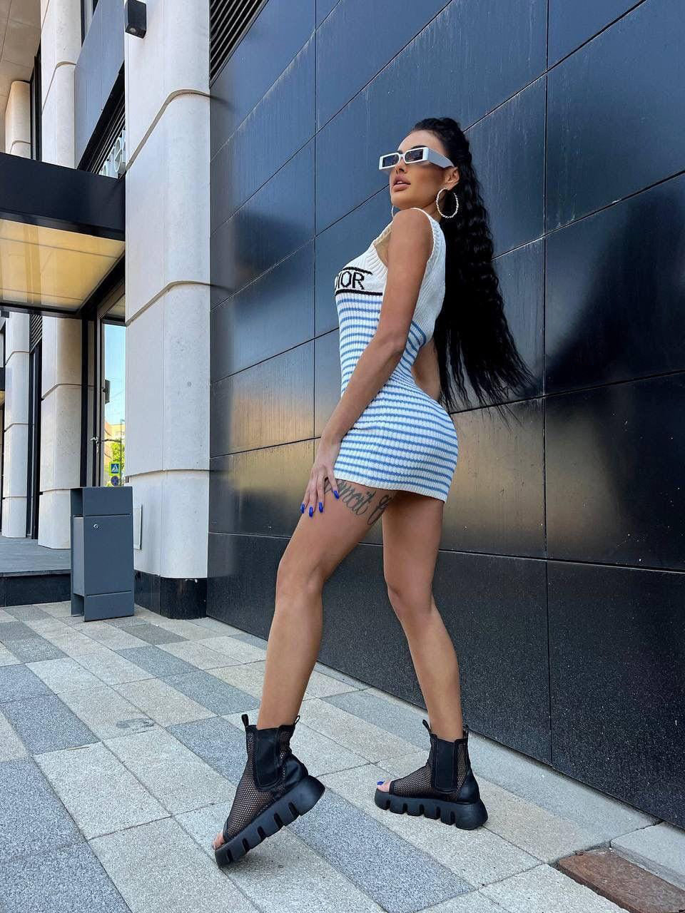 Women's Summer Sleeveless Letter Knit Sweater Dress 4