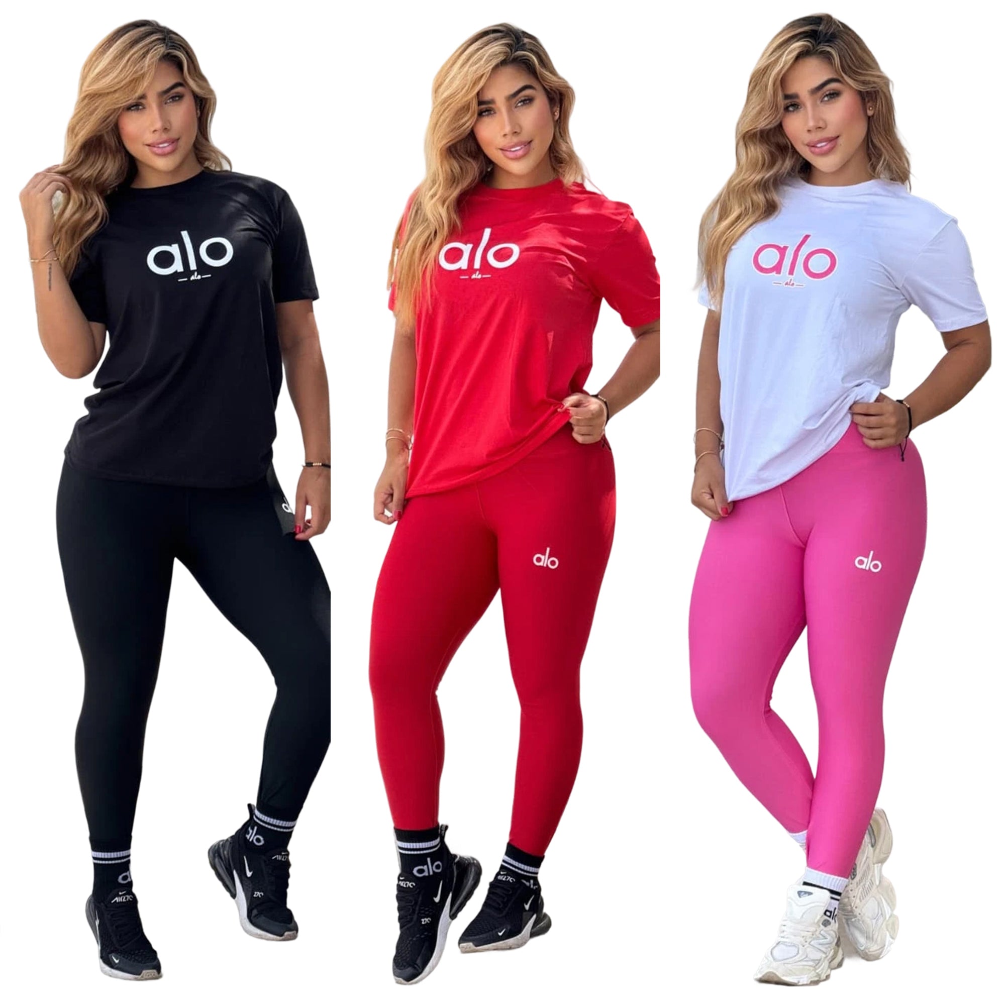 Fashion Cotton Round Neck Short-Sleeve Top & High-Stretch Quick-Dry Yoga Pants Set 11
