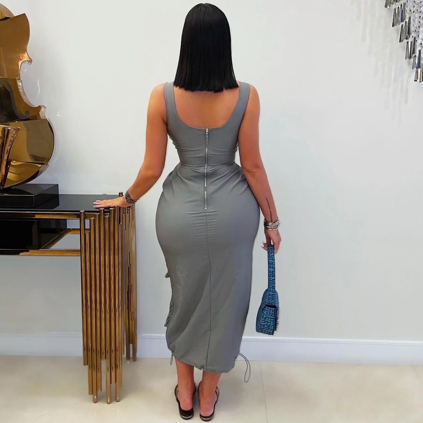 Women Elegant Casual Cargo Sleeveless Dress 3