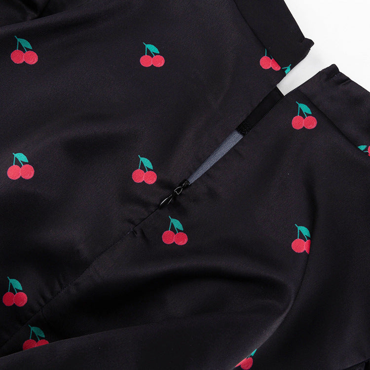 Women's Printed Round Neck Long Sleeve Dress Fall Fashion Slim Waist Satin Maxi Dress 23