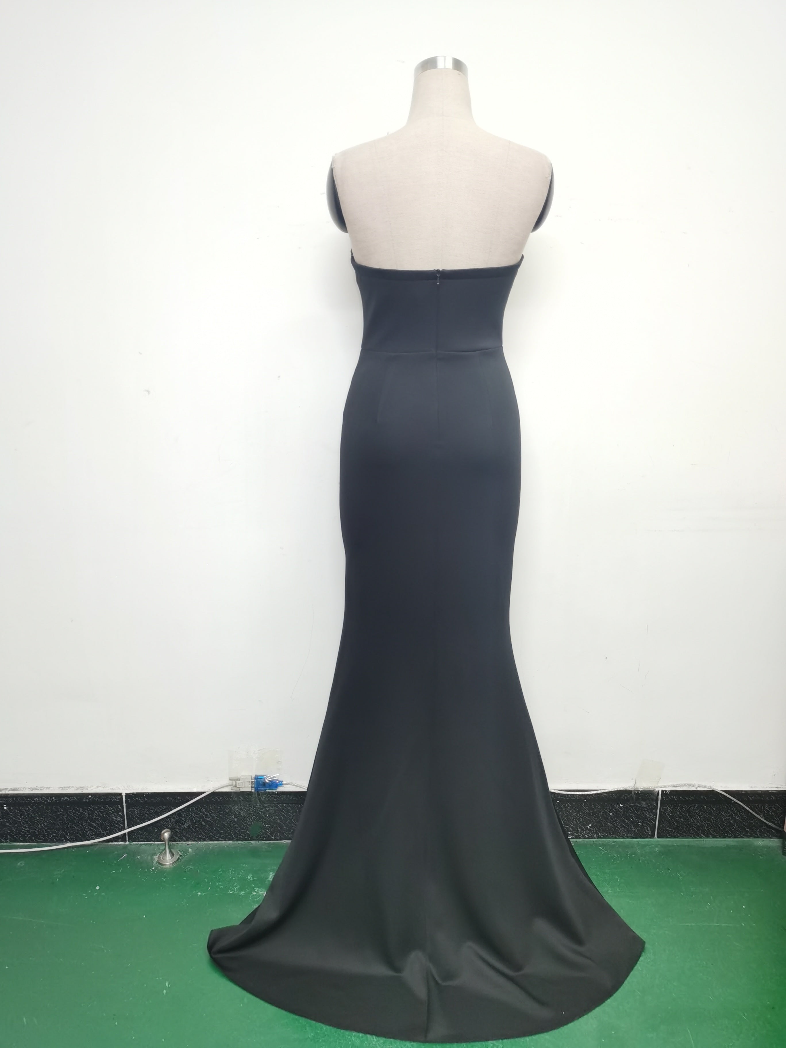 Elegant Fishbone Strapless Slim Waist Slit Evening Dress 20