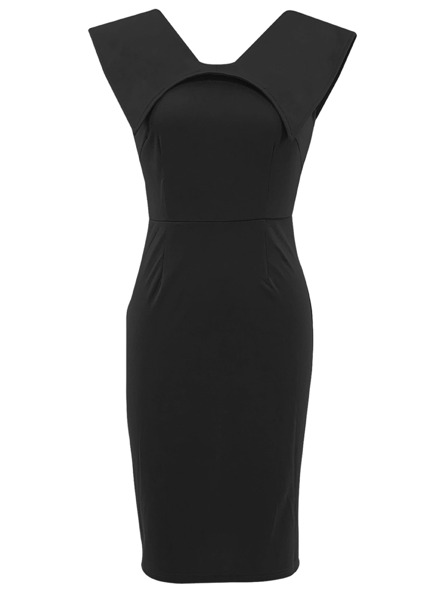 Women's Sleeveless Square Neck Zipper Slit Office Dress 11