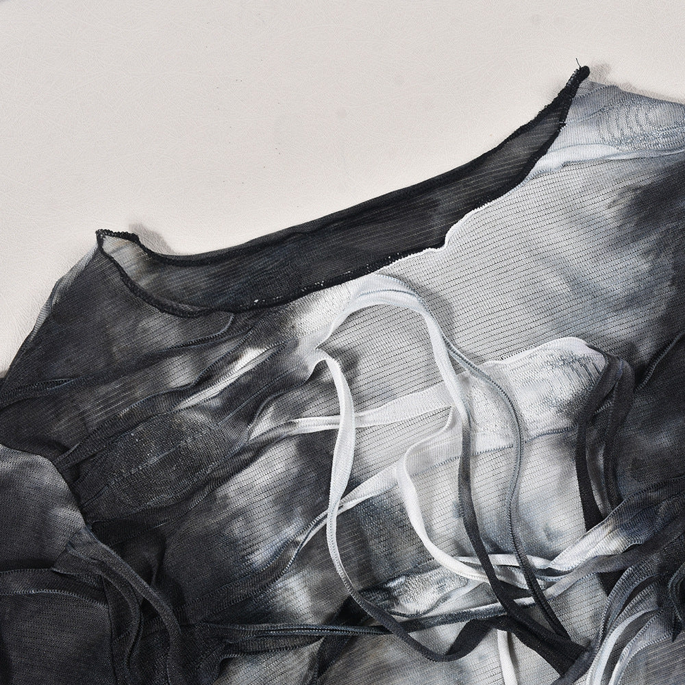 Women Tie Dye Long Sleeve Fringe Sexy Backless Bodycon Dress 12