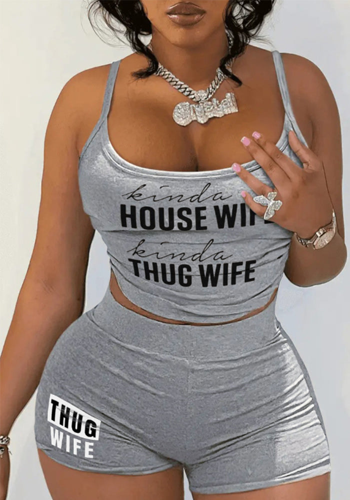 Women Printed Tank Top and Shorts Two-piece Set