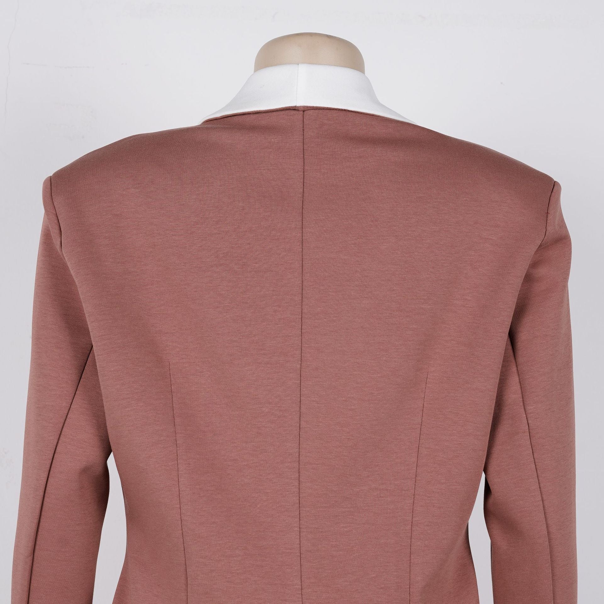 Women's Elegant Career Color-Blocking Turndown Collar Casual Suit Two-Piece Set 47