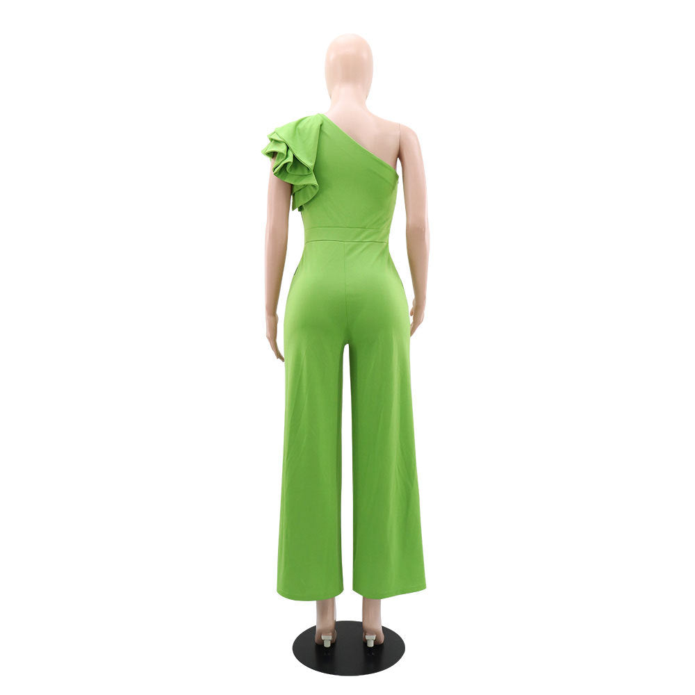 Women Slash Shoulder Ruffle Jumpsuit 6