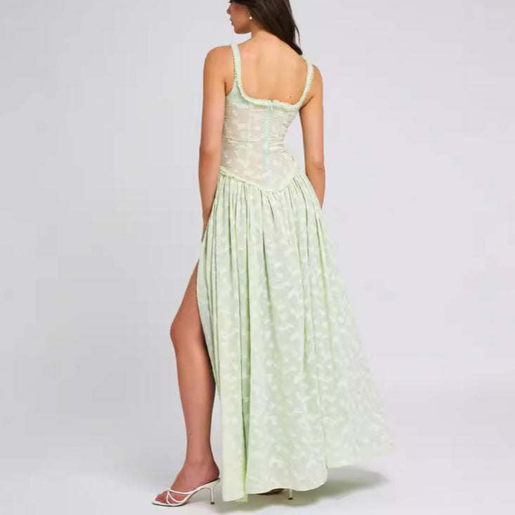 Women's U-Neck Strap Backless Chiffon Dress 5