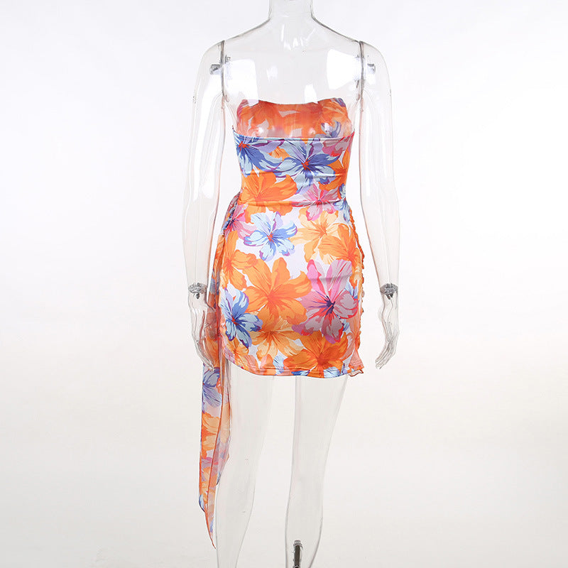 Women's Summer Sexy Sleeveless Printed Short Skirt Beach Dress 9