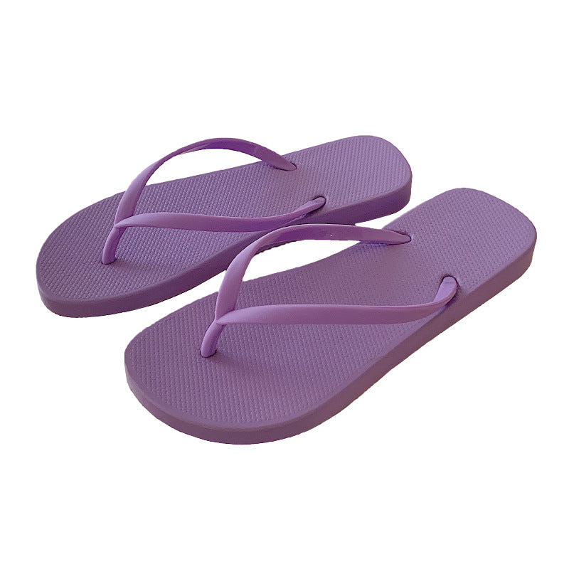 Summer Flat Flip-Flops Female Couple Simple Solid Color Clip-On Beach Slippers Summer 12