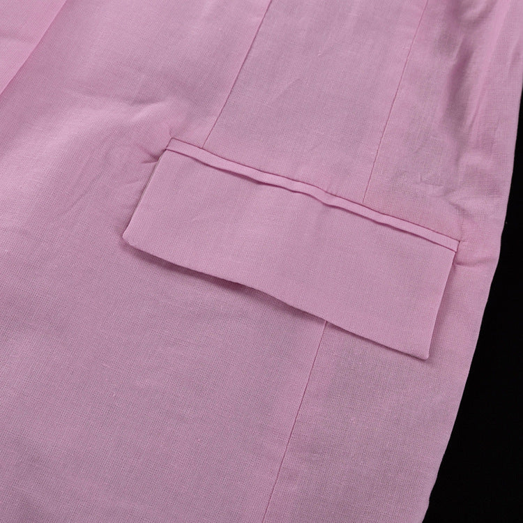 Linen Turn-Down Collar Long-Sleeve Tie-Front Shirt Dress 17