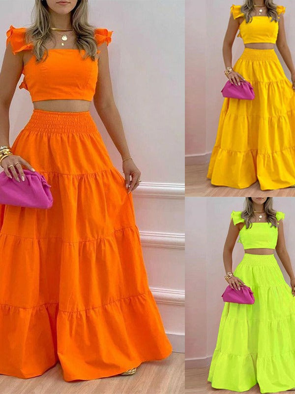 Women spring Career sexy suspender top and Skirt Casual two-piece set 9