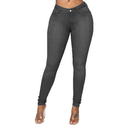 Women's Stretch Tight Fitting High Waist Washed Denim Pants 8