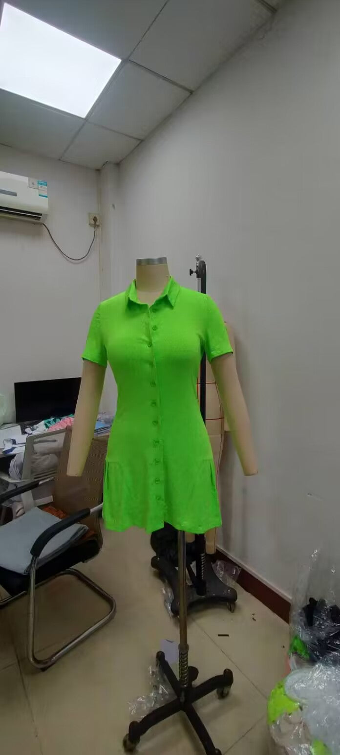 Casual Solid Color Short Sleeve Loose Dress 6