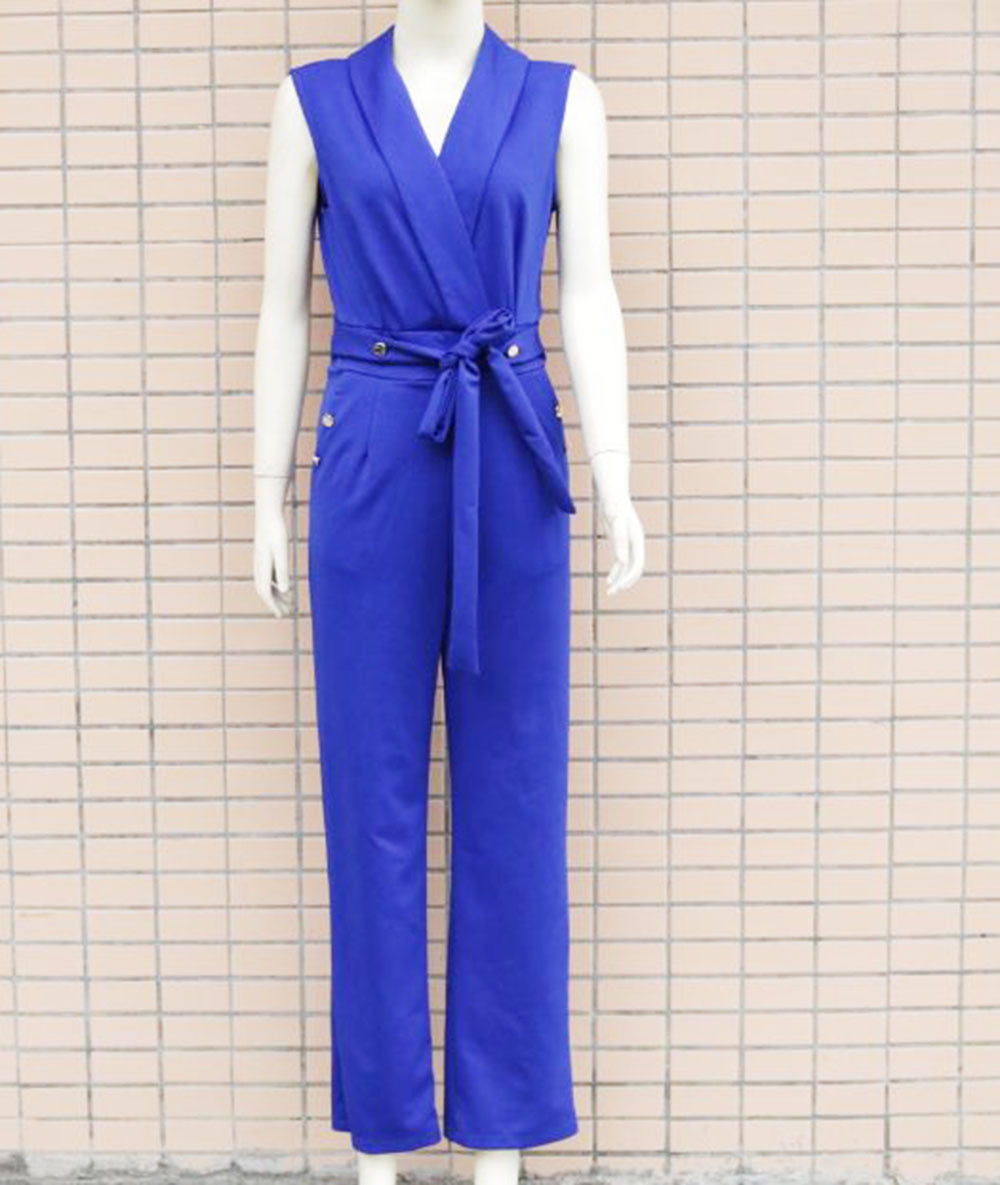 Spring/Summer Sexy Turndown Collar Sleeveless Bodysuit Slim Fashion Professional Jumpsuit 18