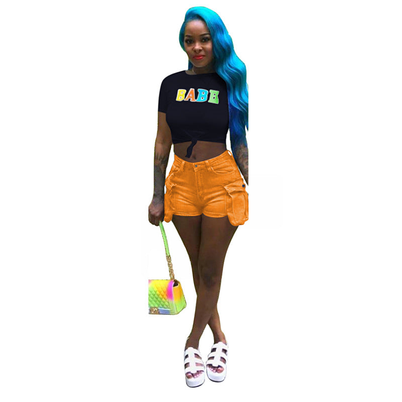 Women's Pocket Denim Shorts Casual Summer Style 4