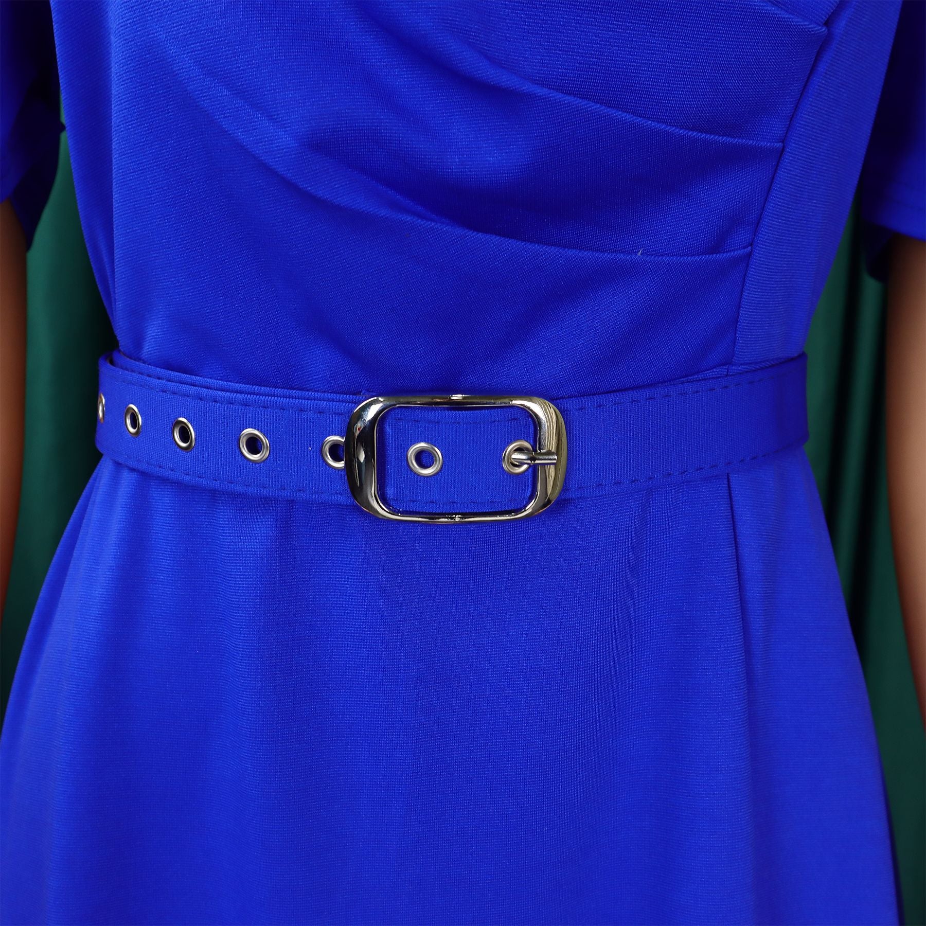 Women's Fashion Pleated Chic Elegant V-neck A-line African Dress 16