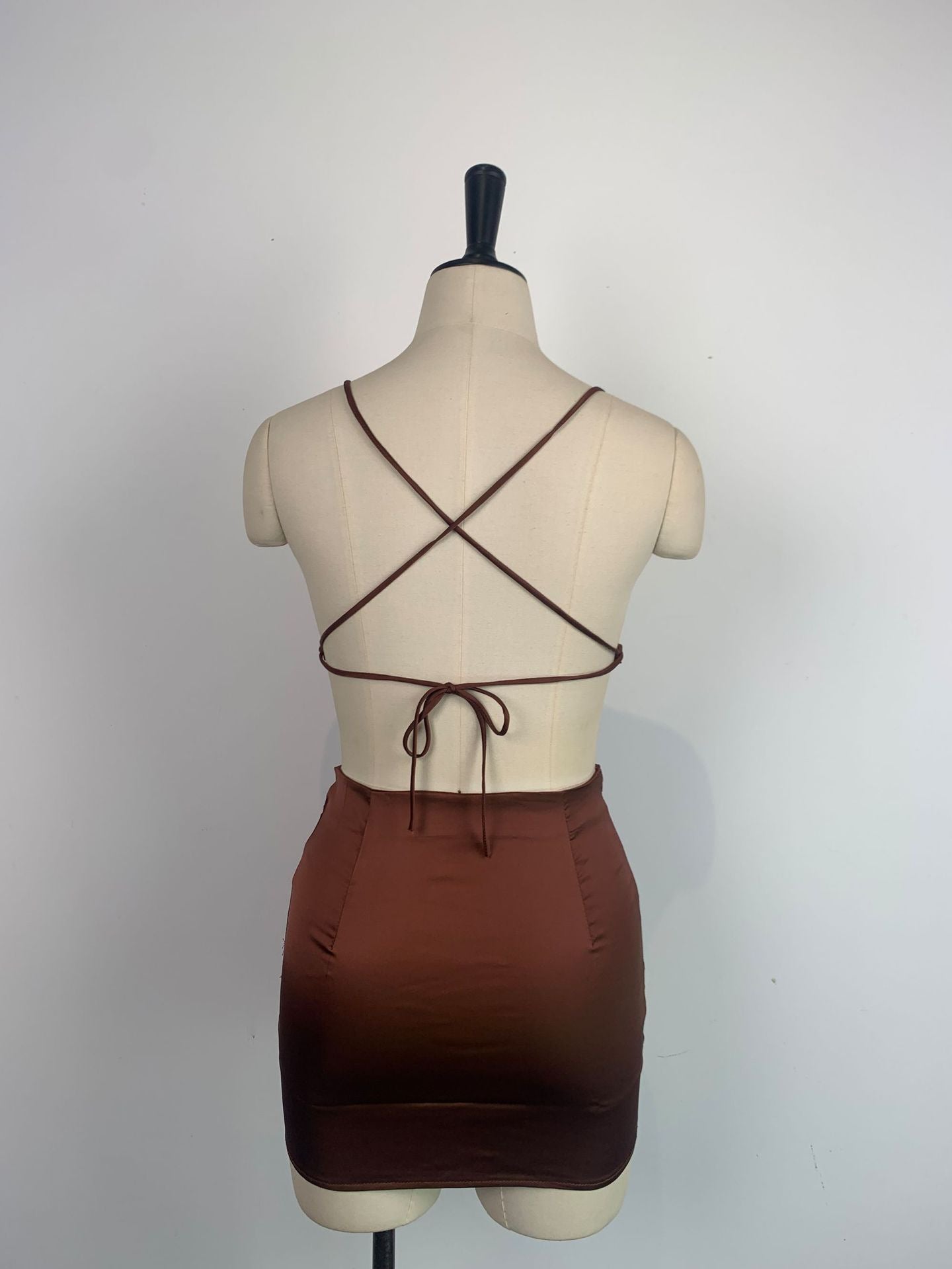 Women Sexy Pleated Backless Camisole and Bodycon Skirt Two-Piece Set 15