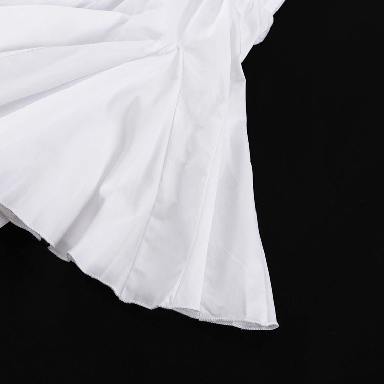 Women's Casual Cotton Turn-Down Collar 3/4 Sleeve A-Line Shirt Dress 14