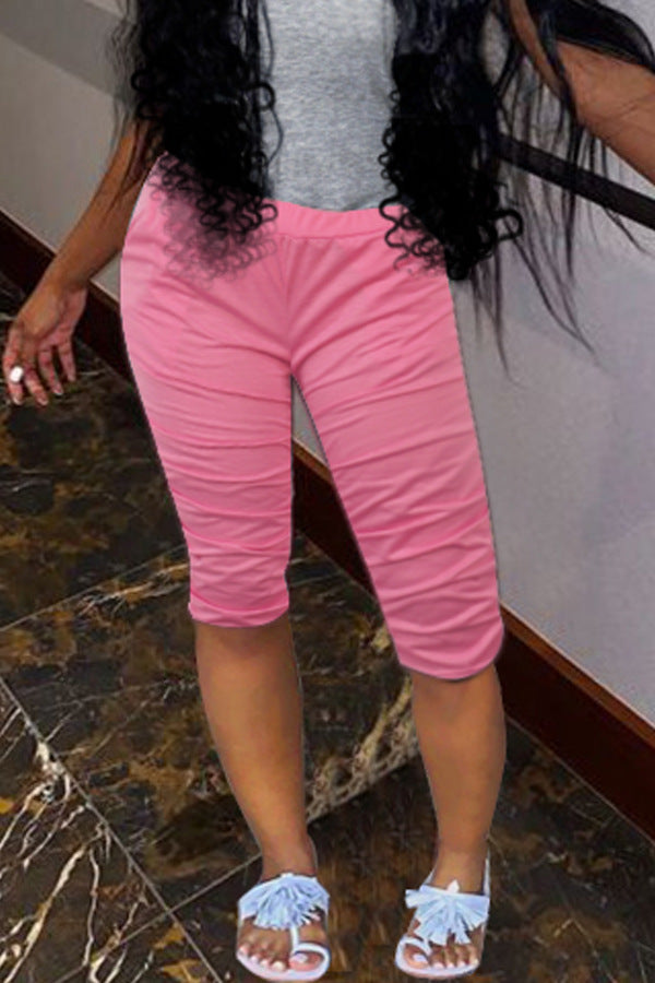 Women's Pockets Ruched Slim Fit Midi Pants 5