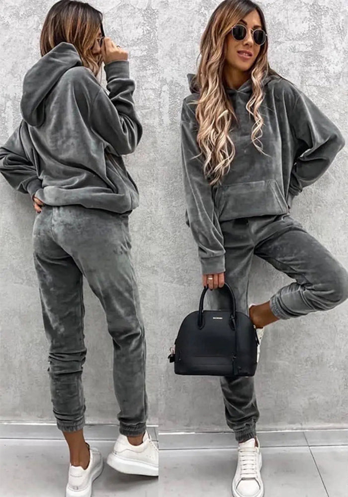 Women Casual Solid Hoodies Sports trousers two-piece set
