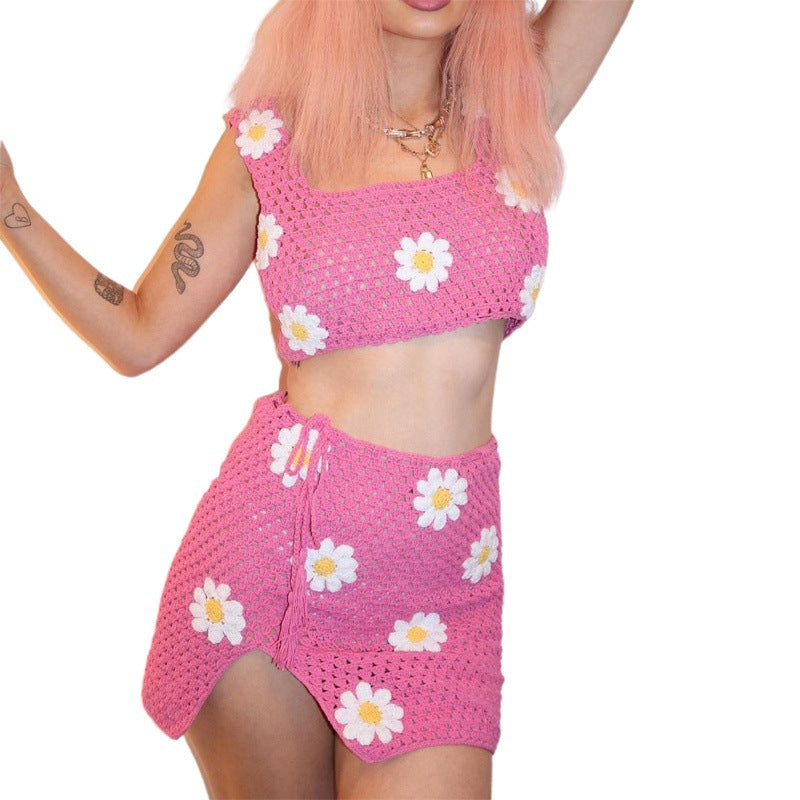 Summer Casual Crochet Knitting Skirt Set 28