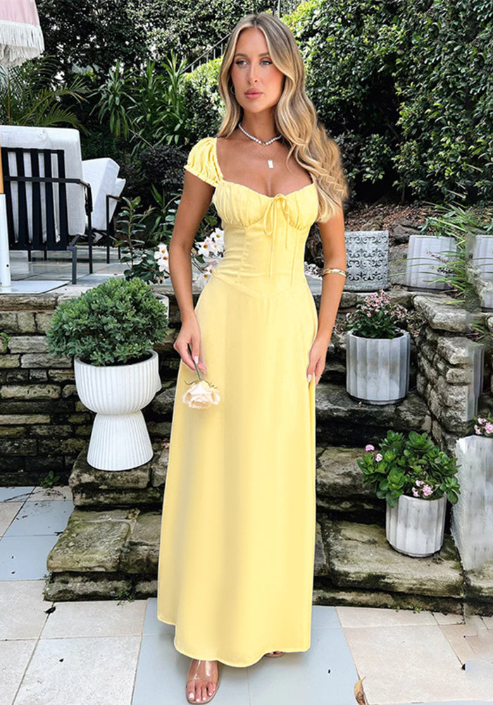 Women Summer French Casual Solid Dress