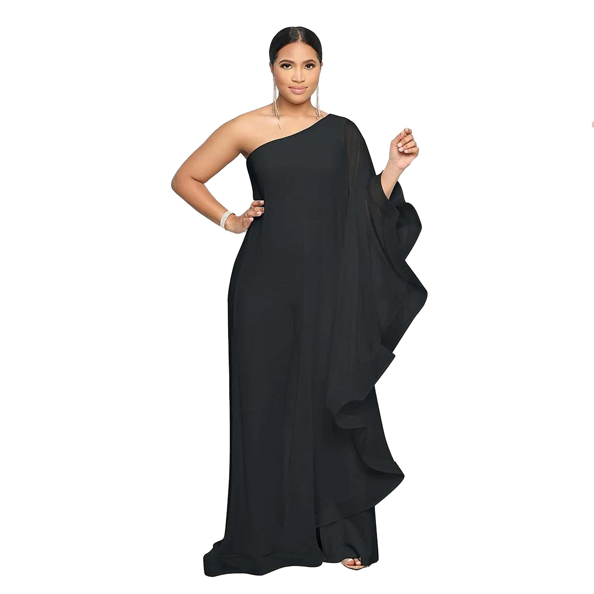 Women Sexy One Shoulder Sleeveless Stretch Jumpsuit 12