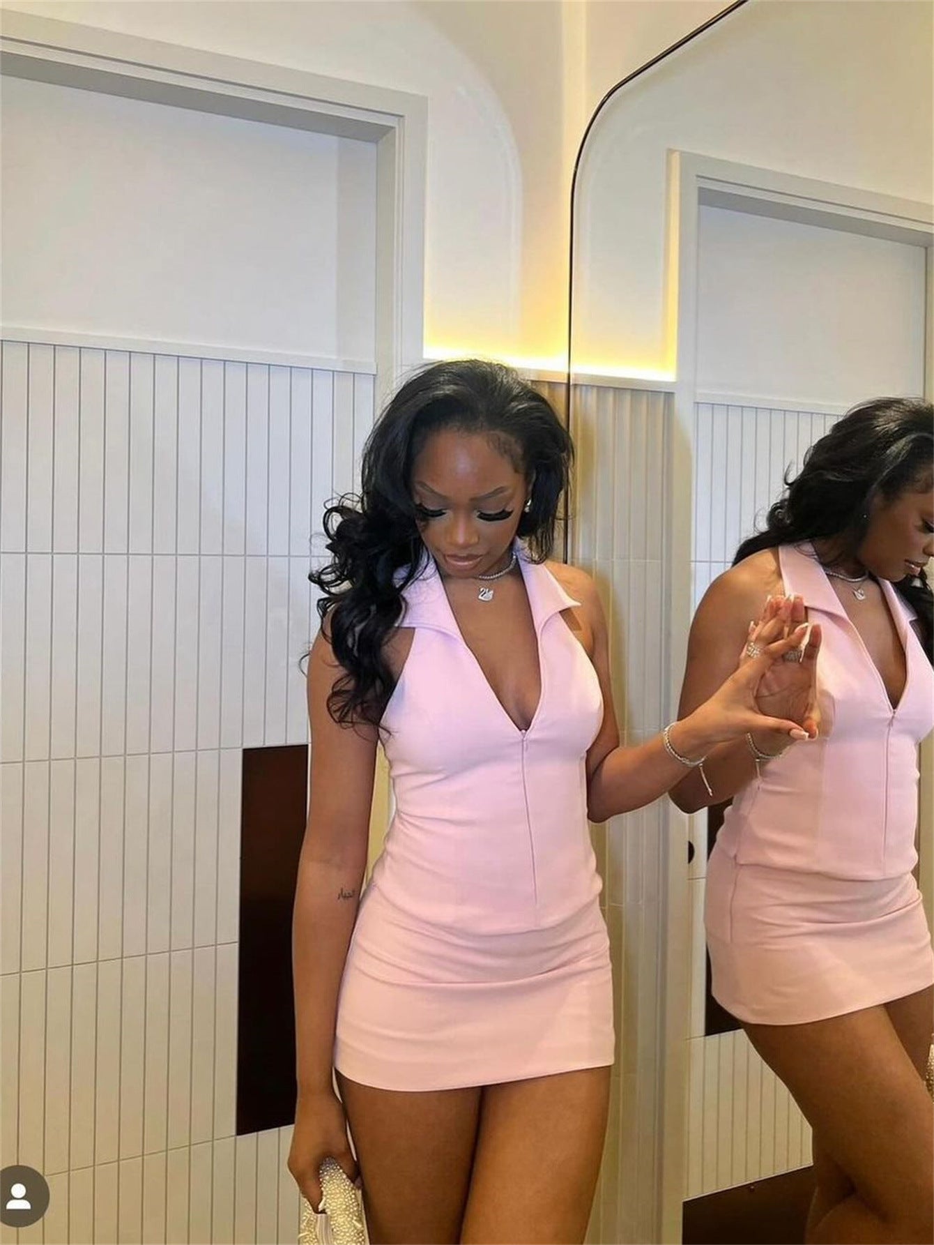 Fashion solid color low back sexy zipper turn-down collar short vest and shorts set 4