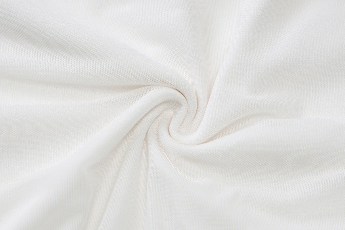 Summer Mesh Patchwork Ribbon Halter Neck Solid Color Bodycon Dress for Women 19