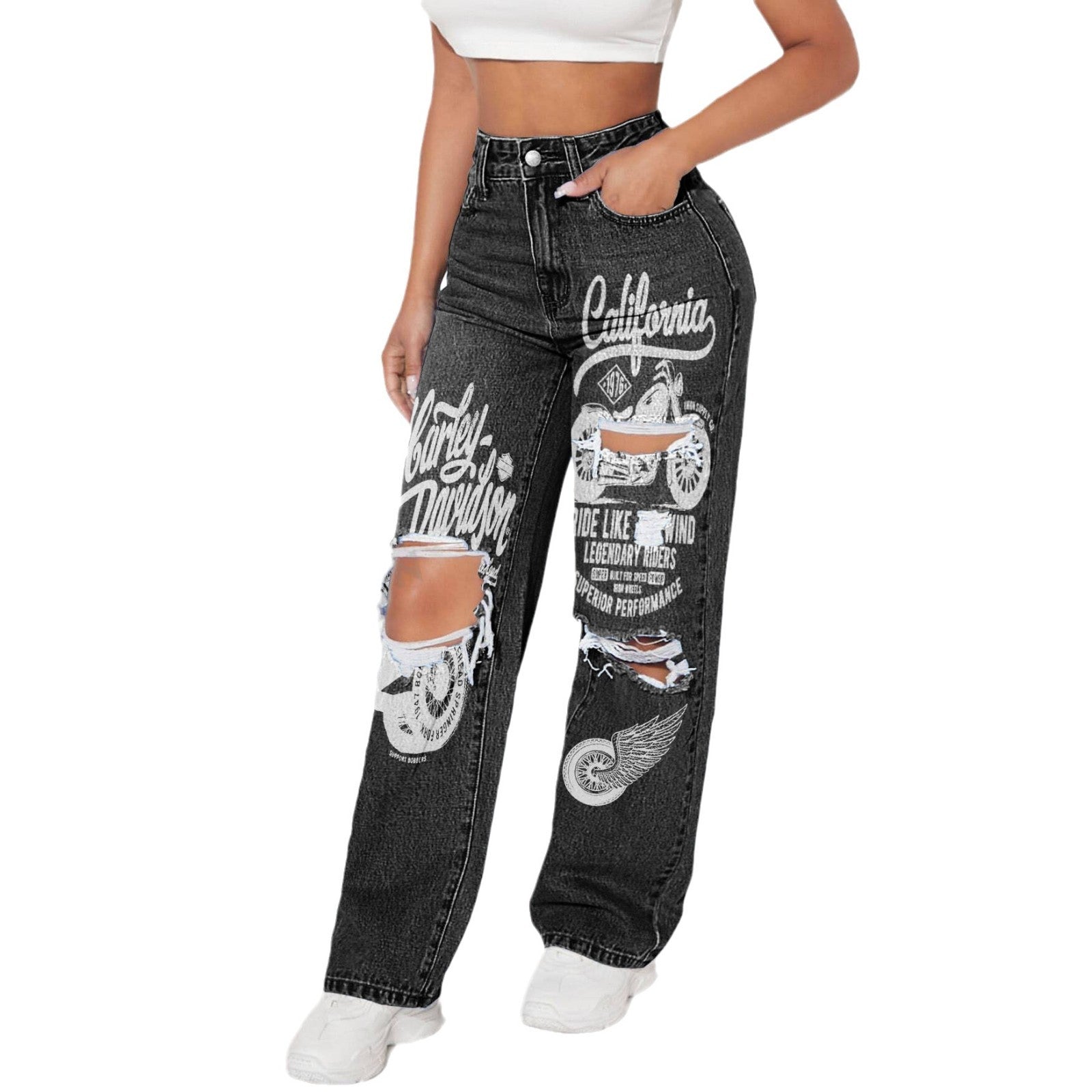 Women Casual Denim Pants Jeans 8
