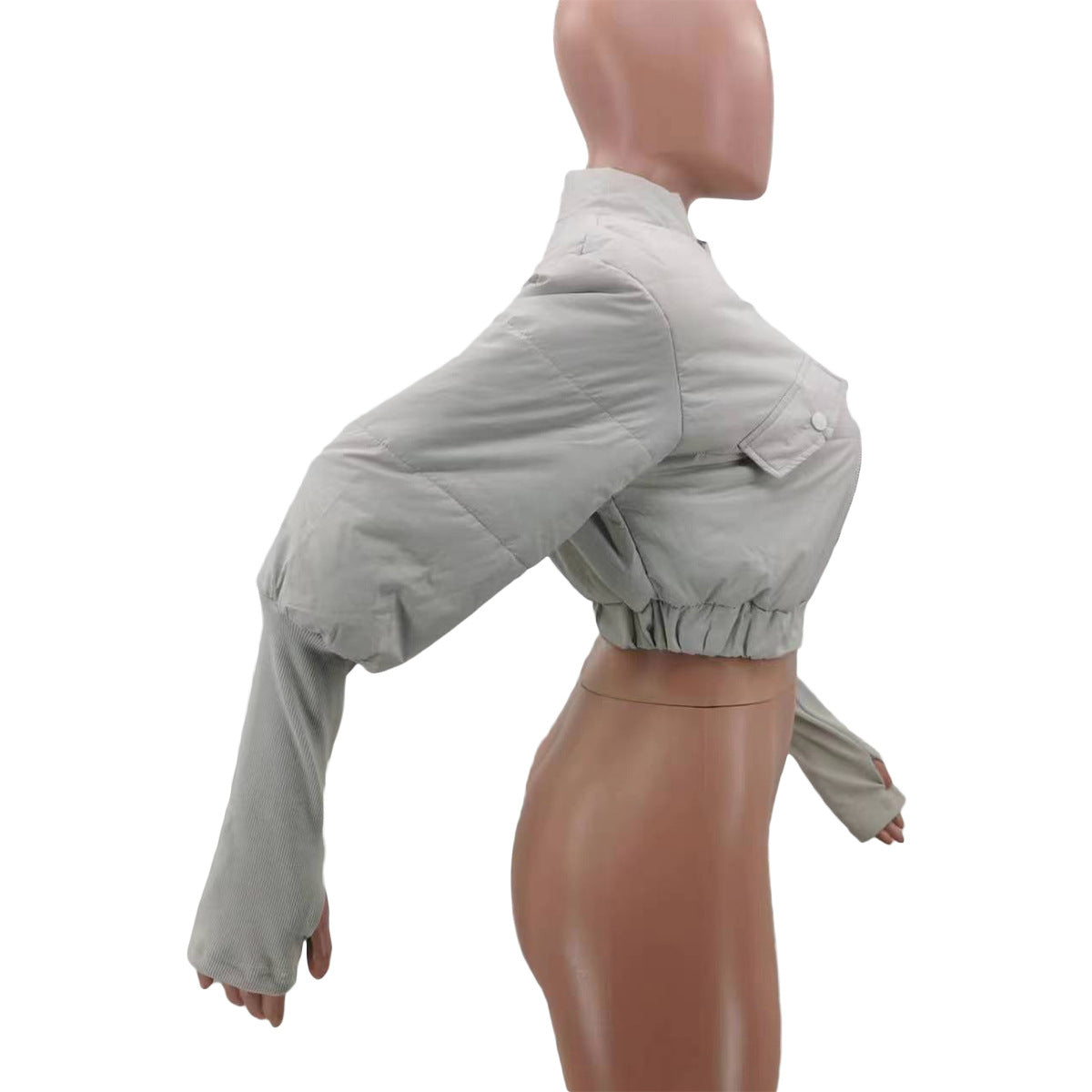 Women'S Fashion Casual Cotton Padded Jacket Stylish Patchwork Rib Coat 10