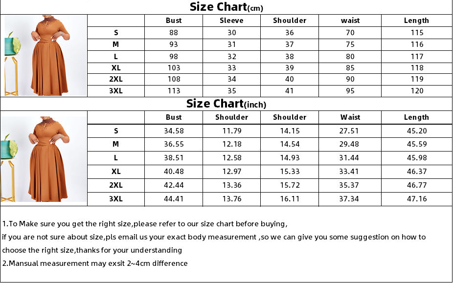 Women High Neck Elegant Beading African Dress 12