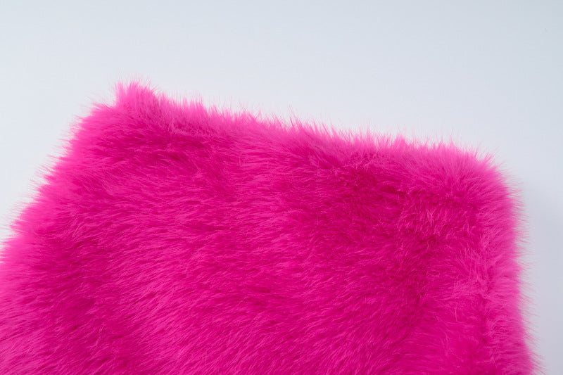 Women's Autumn Fashion Round Neck Long Sleeve Bodysuit Slim Fit Plush Skirt Two Piece Set 19