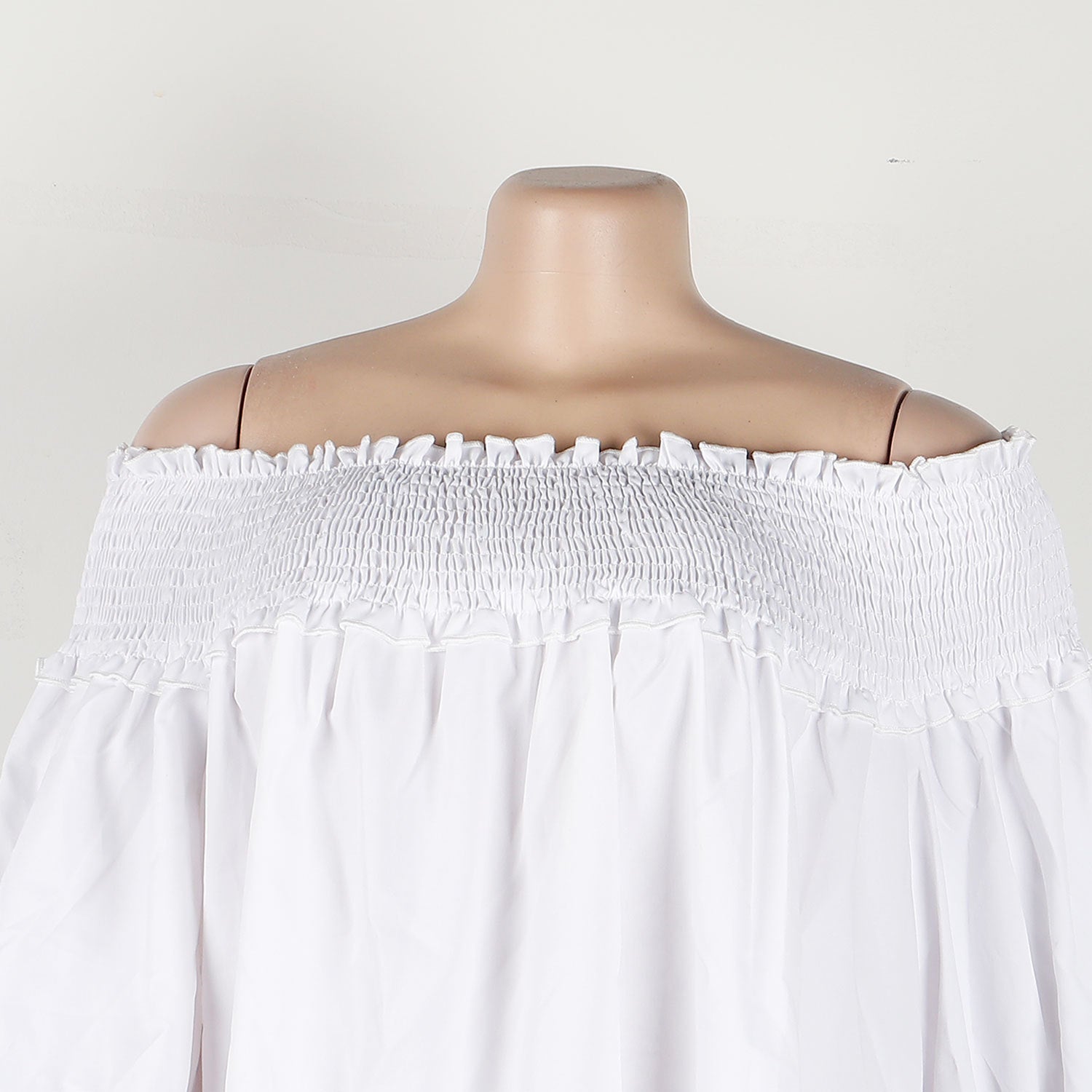 Summer Solid Off Shoulder Ruffled Long Sleeve Loose Casual Dress 24