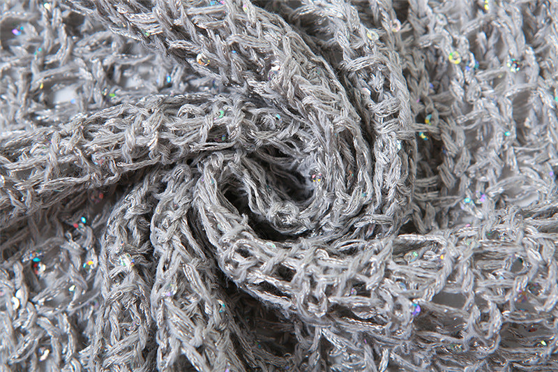 Summer Women Sexy Hollow Sequins Top and Bodycon Skirt Two-piece Set 22