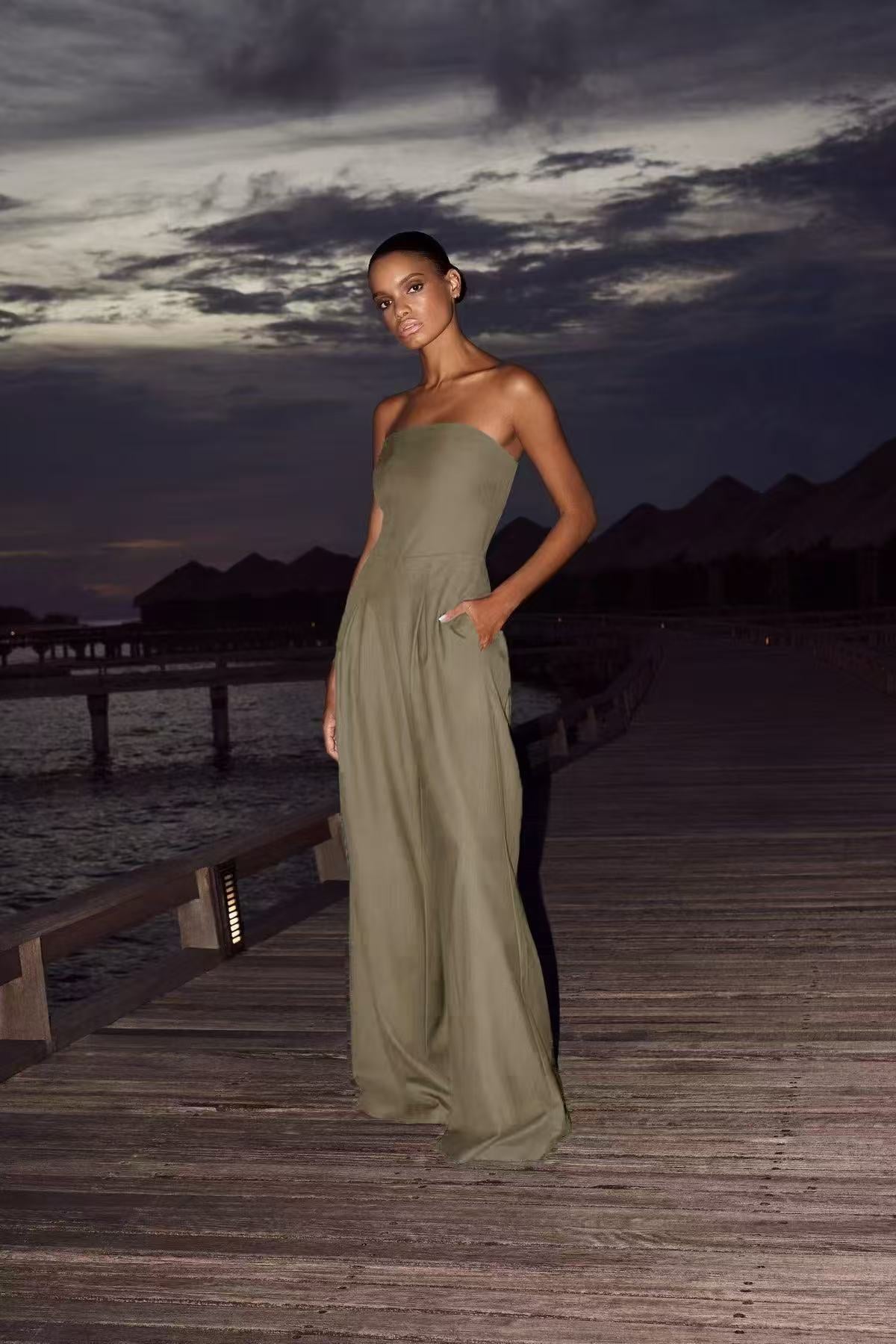 Sexy Strapless Spring and Summer Wide-leg Jumpsuit 3