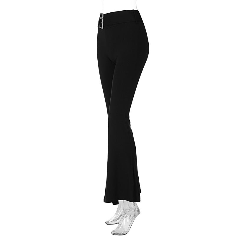 Winter And Spring Women's Sexy Fashion Trend Tight Fitting Slim Fit Mid-Waist Bell Bottom Pants 13