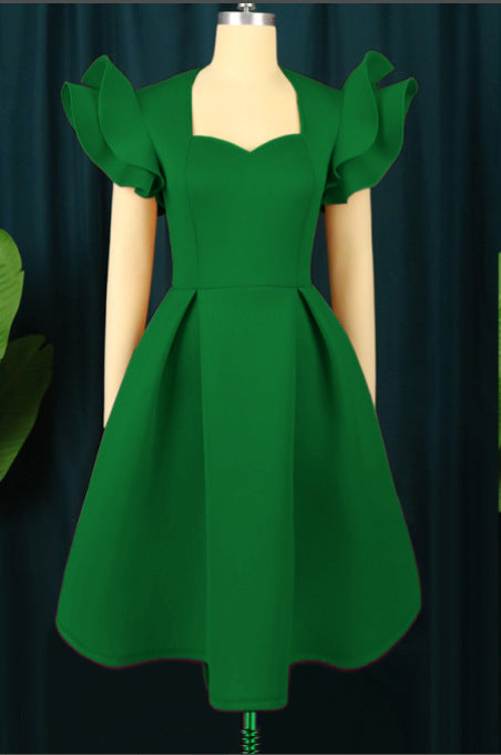 Ruffled Sleeve A-Line Plus Size Party Dress 3