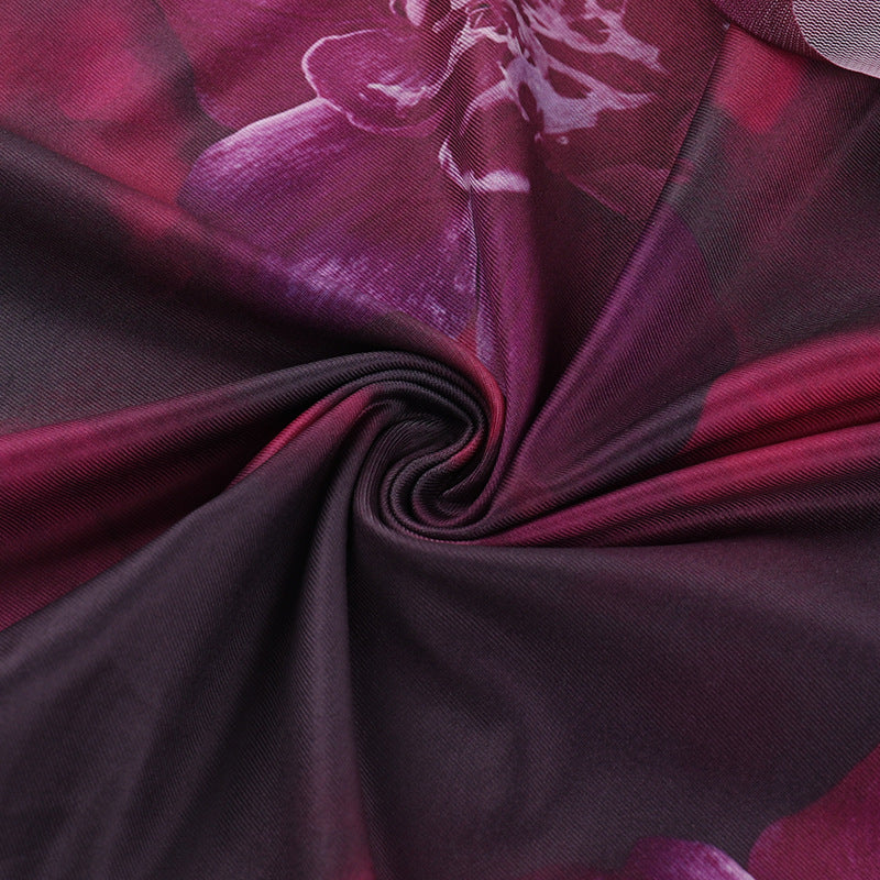 Street-Style Holiday Ruffled Print Two Piece Set Summer Sexy Slit Skirt Set 17