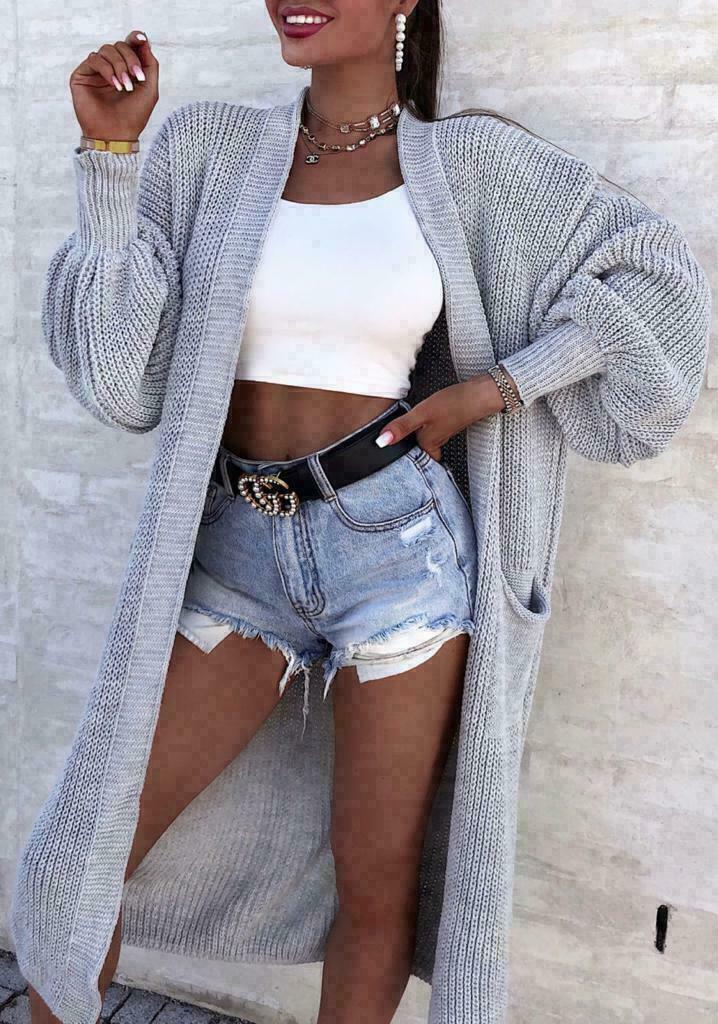 Autumn and winter Women solid knitting pocket cardigan sweater jacket 31