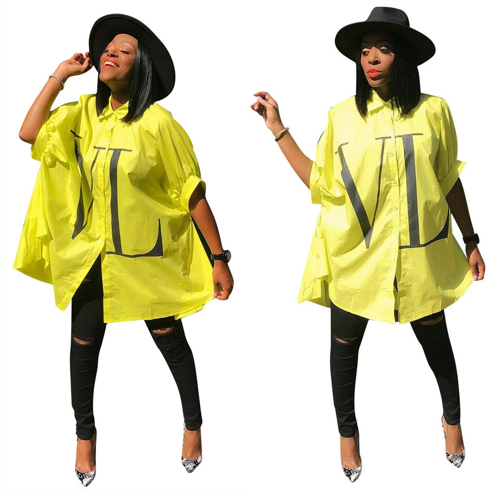 Women's Spring Summer Fashion Style Letter Print Shirt