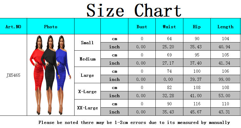 Sexy Fashion Solid Color Slash Shoulder Wrinkled Women's Dress 22